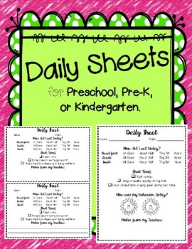 Preview of Daily Sheet - Behavior Note (Parent-Teacher Communication) for Preschool & Pre-K
