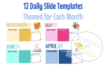 Preview of Daily Slide Templates- Themed by Month (12 total templates)