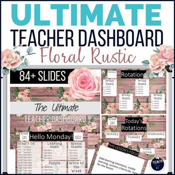 Preview of Daily Slides Editable Ultimate Teacher Dashboard - Floral Rustic