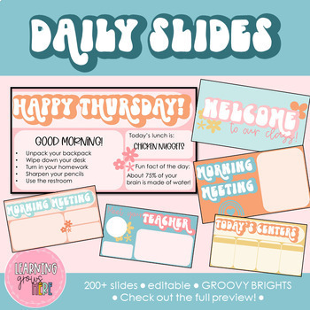 Preview of Daily Slides | Google Slides | GROOVY BRIGHTS | 200+ Slide Templates