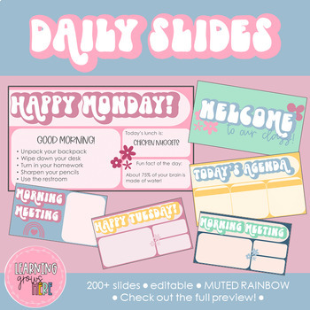 Preview of Daily Slides | Google Slides | MUTED RAINBOW | 200+ Slide Templates