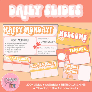 Preview of Daily Slides | Google Slides | RETRO SUNSHINE | 200+ Slide Templates