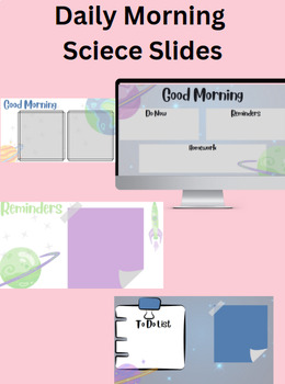 Preview of Daily Slides Templates | Power Point Slides | Science Space Daily Agenda Slides