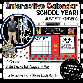 Preview of Daily Slides for Digital Calendar in Kindergarten - 10 Google Slide Decks