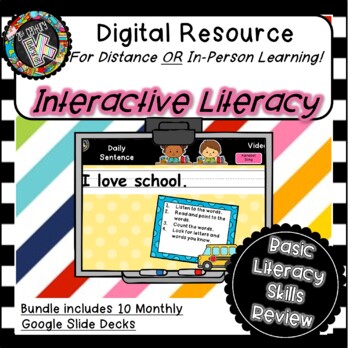 Preview of Daily Slides for Interactive Literacy Skills Bundle - 10 Months - PreK, K, 1st