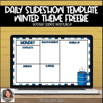 Preview of Daily Slideshow Template | Winter Freebie | Distance Learning