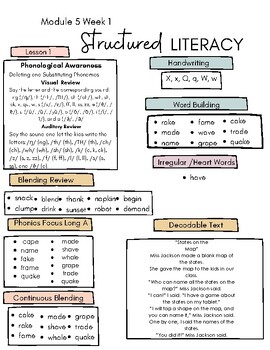 Preview of Daily Snapshot Sheet for HMH Structured Literacy M5- 1st grade