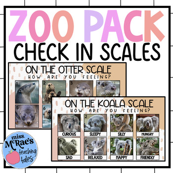 Preview of Daily Social Emotional Learning | Check in Scales | Class Meeting | Zoo Animals