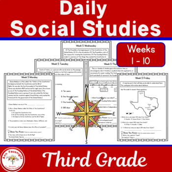 Preview of Daily Social Studies Grade 3 Weeks 1 - 10
