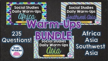 Preview of Daily Social Studies Warm-Ups BUNDLE -- Africa, Southwest Asia, and Asia