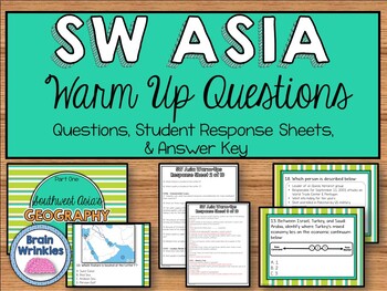 Preview of Daily Social Studies Warm-Ups -- Southwest Asia