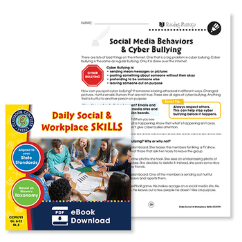 Preview of Daily Social & Workplace Skills: Cyber Bullying Reading Passage - WORKSHEET