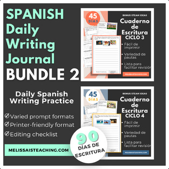 Preview of Daily Spanish Writing Warm Up Journal Escritura Diaria Semester 2, 90 Días