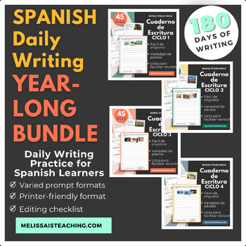 Preview of Daily Spanish Writing Warm-Up Journal Revisión, Escritura Diaria FULL YEAR