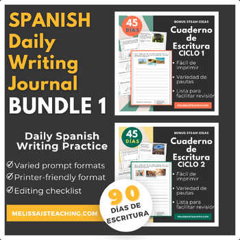 Preview of Daily Spanish Writing Warm Up Journal Escritura Diaria Semester 1, 90 Días