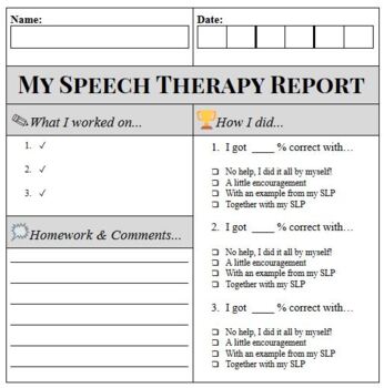 Preview of Daily Speech Therapy Report Card