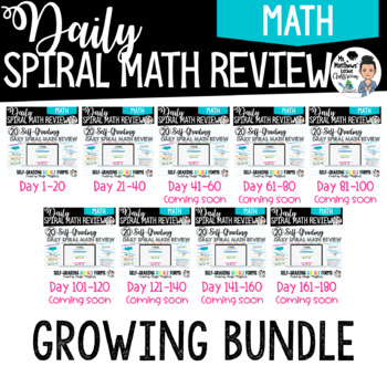Preview of Daily Spiral Math Review for Grade 6 Growing Bundle