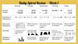 Daily Spiral Review Calendar Math- Quarter #1