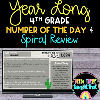 Preview of 4th Grade Morning Work Number of the Day Spiral Review Year Long Google Slide