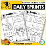 Morning Work and Daily Review for Special Education - November