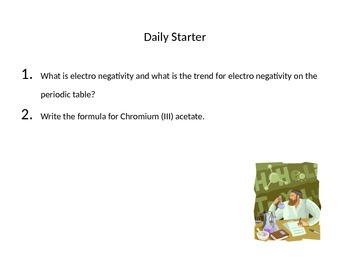 Preview of Daily Starter Questions for Chemistry
