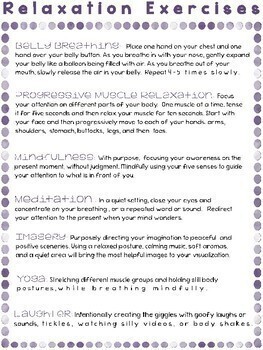 Stress Management Relaxation Worksheets and Handouts: GRAPES by Mental
