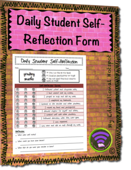 Preview of Daily Student Behavior Self Reflection Tracker Form Template