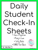 Daily Student Check-In Sheets - Zone of Regulation, Behavior, Self Harm