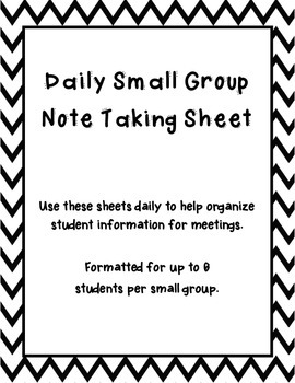 Preview of Daily Student Note Sheet