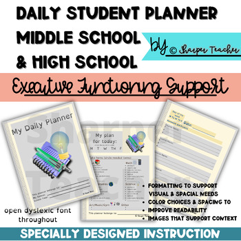 Preview of Daily Student Planner Executive Functioning ADHD Dyslexia SDI