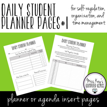 Preview of Daily Student Planner Pages #1: Self-regulation, organization, time management