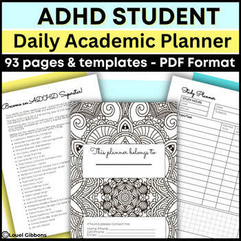 Preview of Daily Student Planner for ADHD High School & Middle School Students, Life Skills