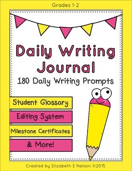 Preview of Daily Student Writing Journal- 180 Daily Writing Prompts Booklet for grades 1-2