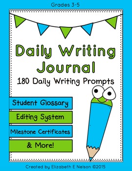 Preview of Daily Student Writing Journal- 180 Daily Writing Prompts Booklet for grades 3-5