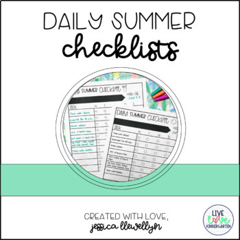 Daily Summer Checklists by Live Love Kindergarten | TPT