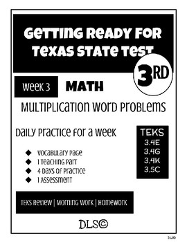 Preview of Daily TEKS Review 3 | Homework 3rd Grade - Multiplication Word Problems