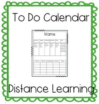 Preview of Daily TO DO list and Calendar for Distance Learning *Editable