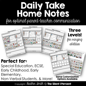 Preview of Daily Take Home Notes - Special Education & Early Childhood Classrooms