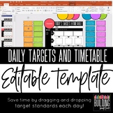 FREE Daily Targets and Timetable: Editable Standards Display