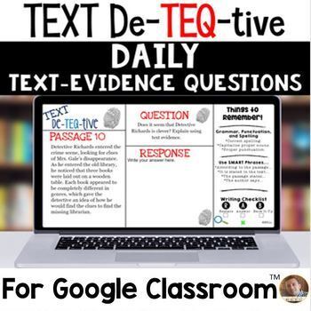 Preview of Daily Text-Evidence Questions for Use with Google Classroom (Pack A): Grades 3/4