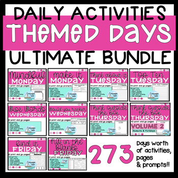 Preview of Daily Themed Days BIG BUNDLE | Monday Tuesday Wednesday Thursday Friday ACTIVITY