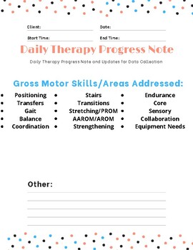 Preview of Daily Therapy Progress Note