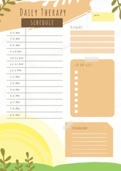 Preview of Daily Therapy Schedule Planner Fun Pretty