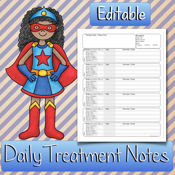 Preview of Daily Therapy TREATMENT NOTES: Occupational Therapy, Physical Therapy