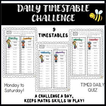 Preview of Daily Timestable Challenge / 9 timestable / Multiplication