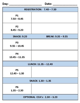 Preview of Daily Timetable / Planner