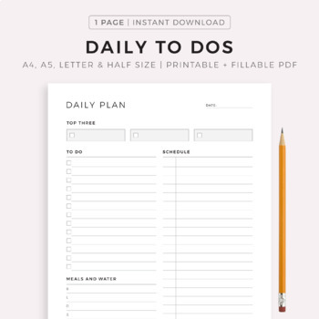 Editable Daily Planner Printable, Daily to Do List, Day Planner for Work,  Planner Insert, Hourly Planner Template, A5/a4/letter/half Size 
