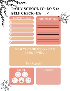 Preview of Daily To-Do List & Self-Care Check-in