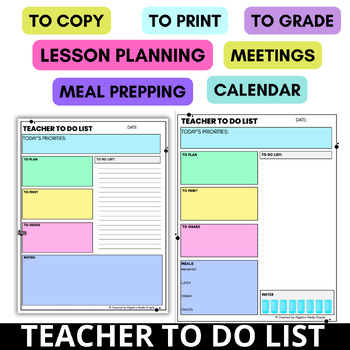 TeacherTo Do List Checklist Print Grade Lesson Plan Organize Color ...