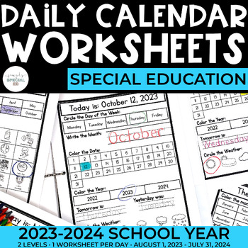 Preview of Daily Visual Calendar Worksheets | 2023-2024 | Special Education